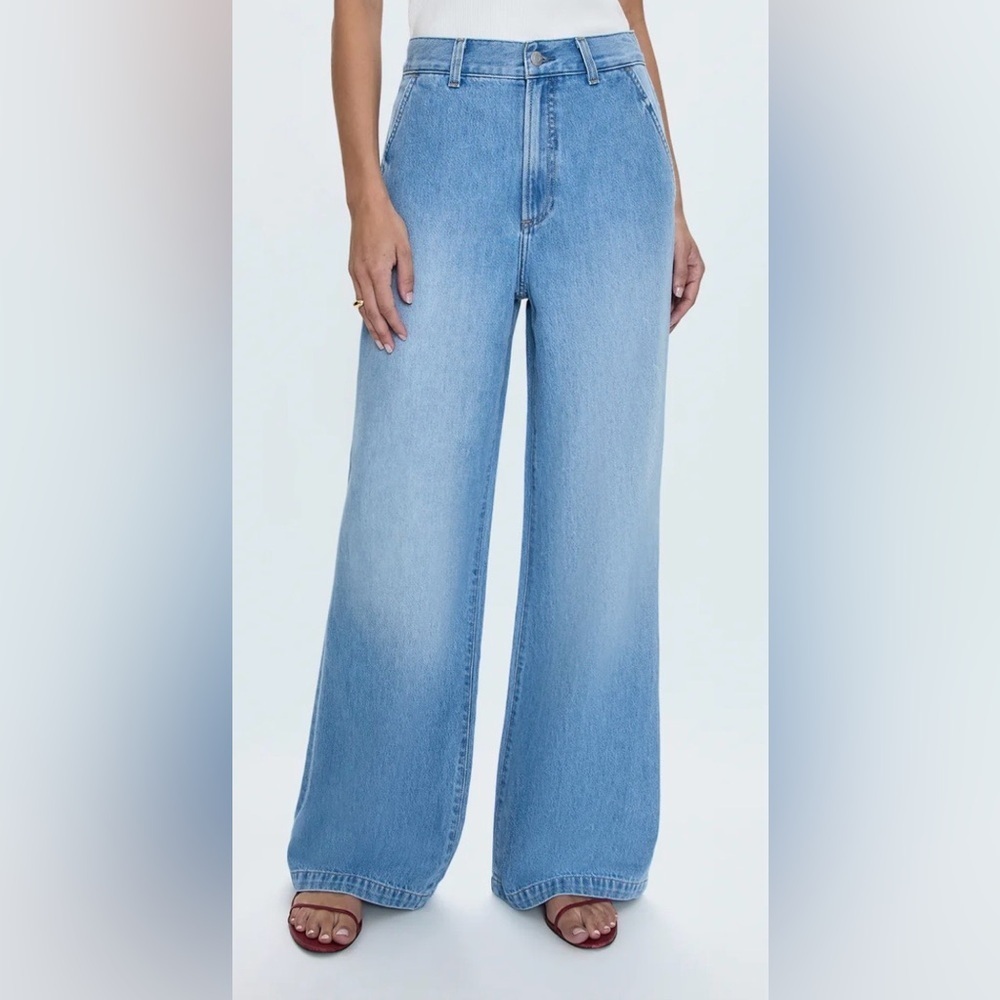 NEW Pistola Dalia High Rise Wide Leg Trouser Jeans Light Wash Size 28 NWT Flaw